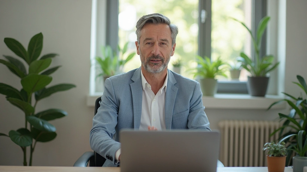 Профессиональное фото человека в медитации в спокойной офисной среде