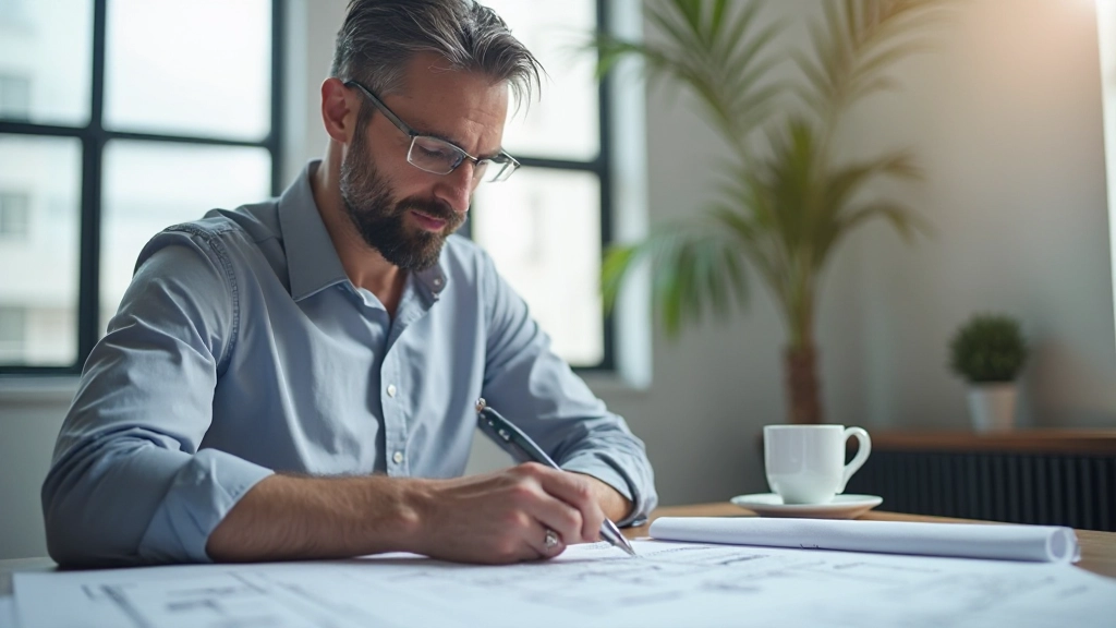 Профессиональное фото рабочего стола с блокнотом и архитектурным планом
