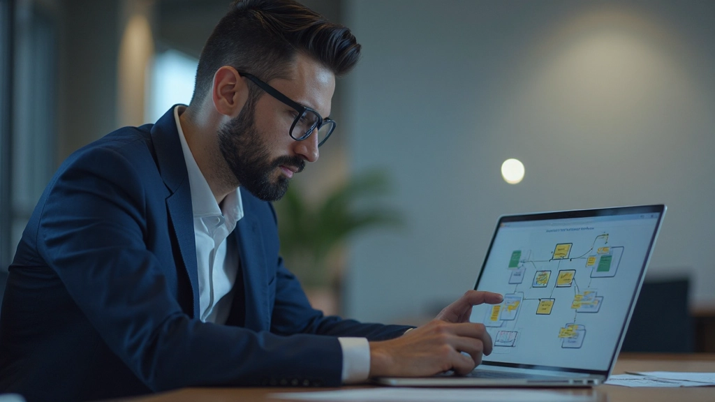 Успешный бизнесмен анализирует информацию с использованием интеллект-карты