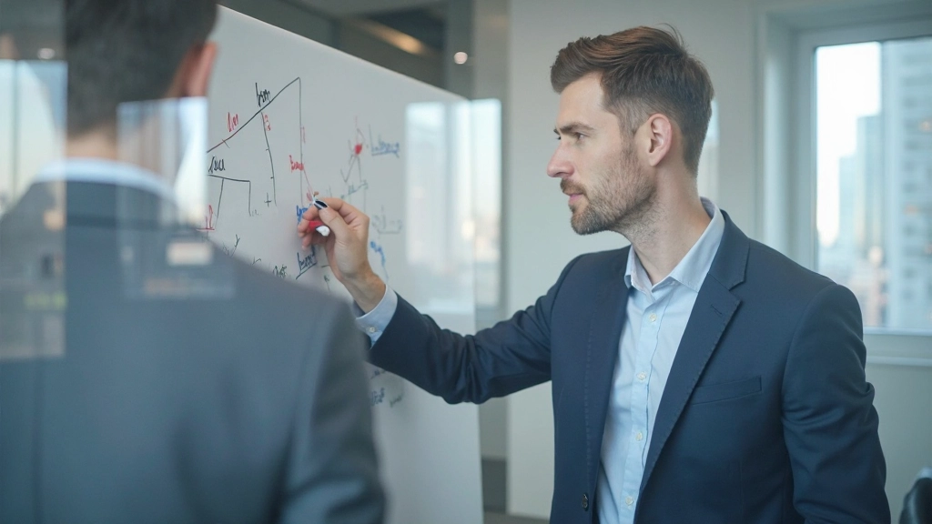 Успешный бизнесмен анализирует информацию с использованием интеллект-карты