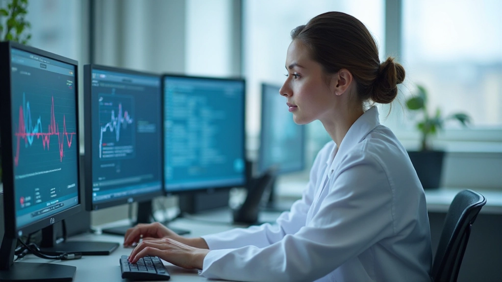 Специалист анализирует мозговые волны и данные медитации на компьютере