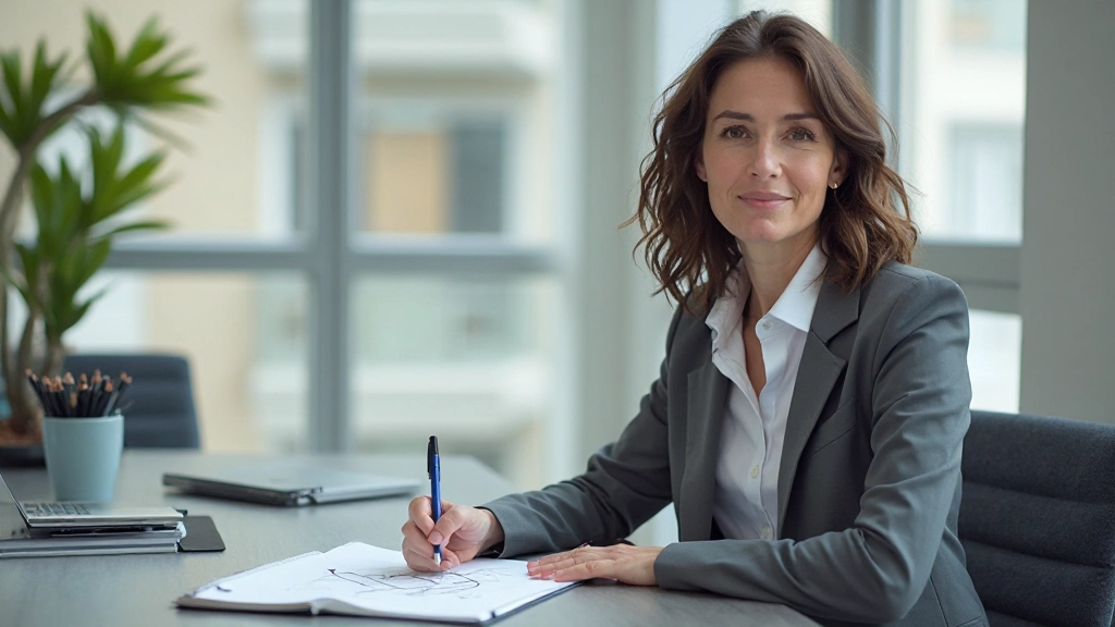 Профессионал создает интеллект-карту с ручкой и блокнотом на рабочем столе